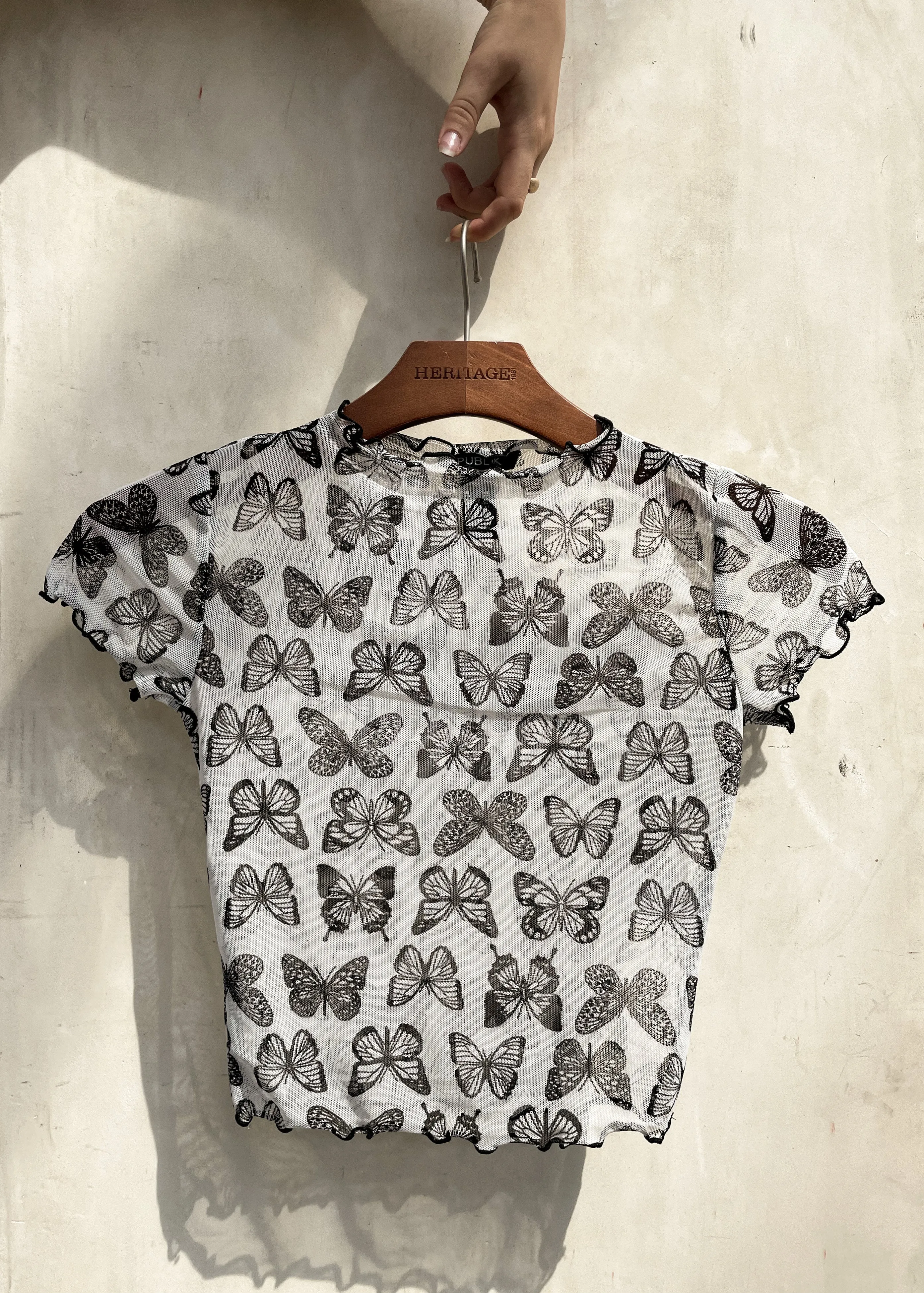 Roma Butterfly Mesh Crop Top