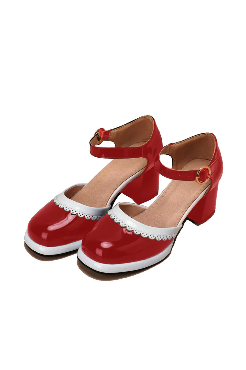 Roycebridal Retro Ankle Strap High Heels Shoes