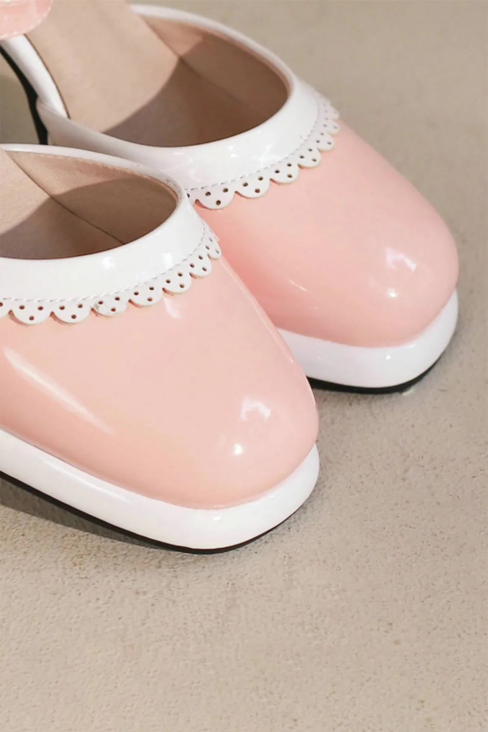 Roycebridal Retro Ankle Strap High Heels Shoes