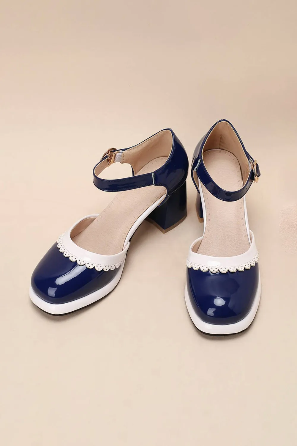 Roycebridal Retro Ankle Strap High Heels Shoes