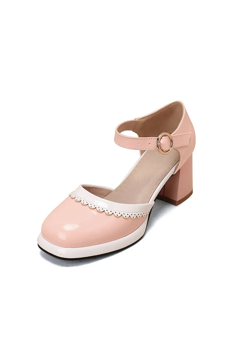 Roycebridal Retro Ankle Strap High Heels Shoes