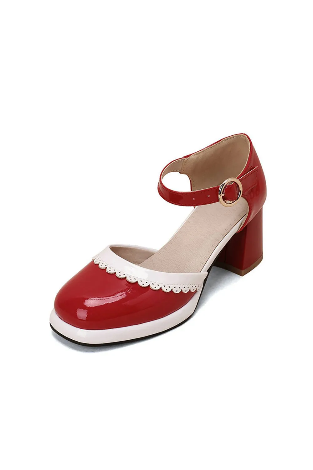 Roycebridal Retro Ankle Strap High Heels Shoes