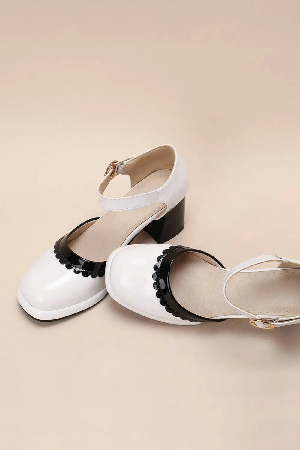 Roycebridal Retro Ankle Strap High Heels Shoes
