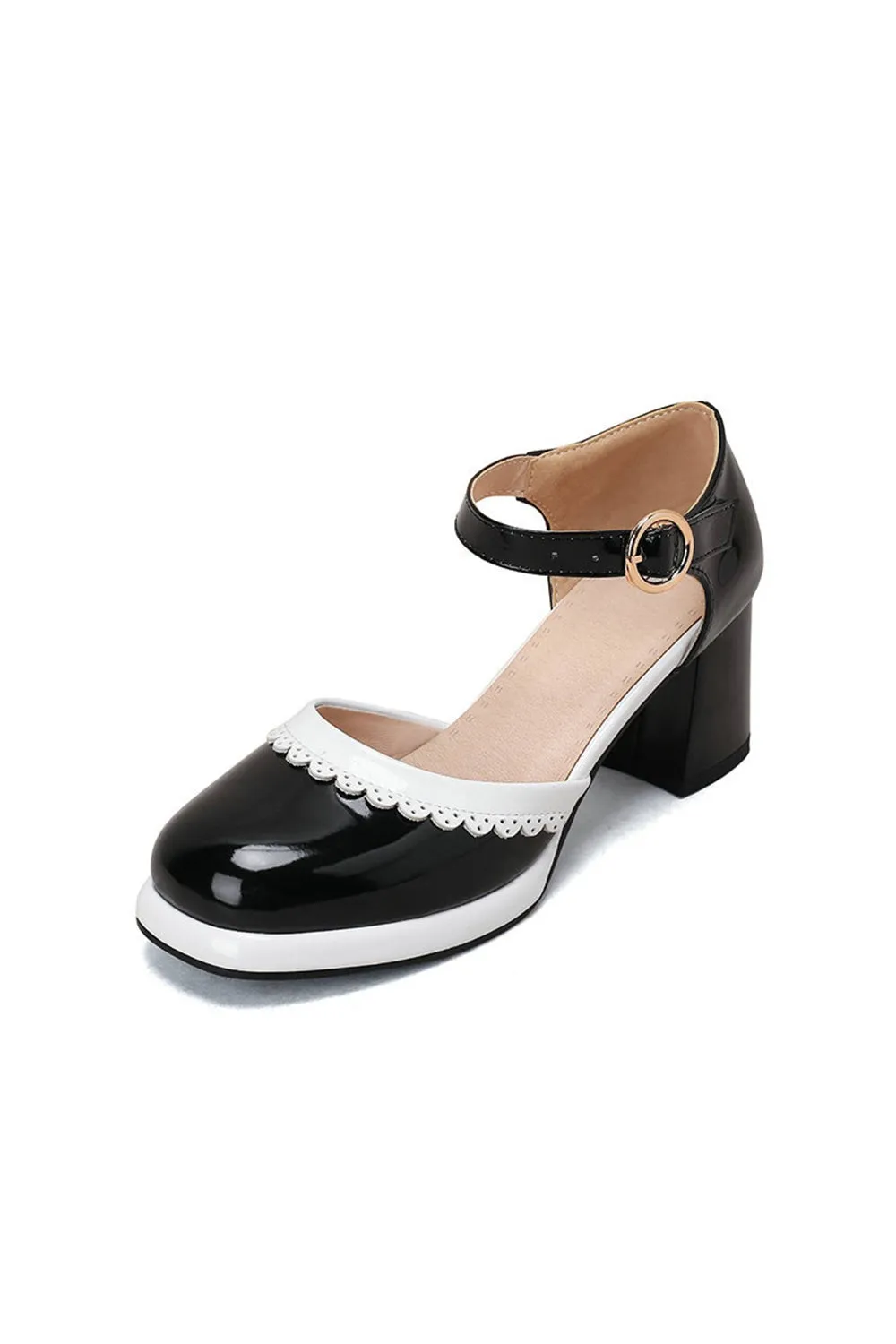Roycebridal Retro Ankle Strap High Heels Shoes