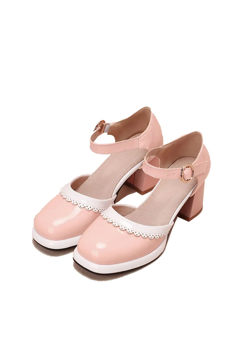 Roycebridal Retro Ankle Strap High Heels Shoes