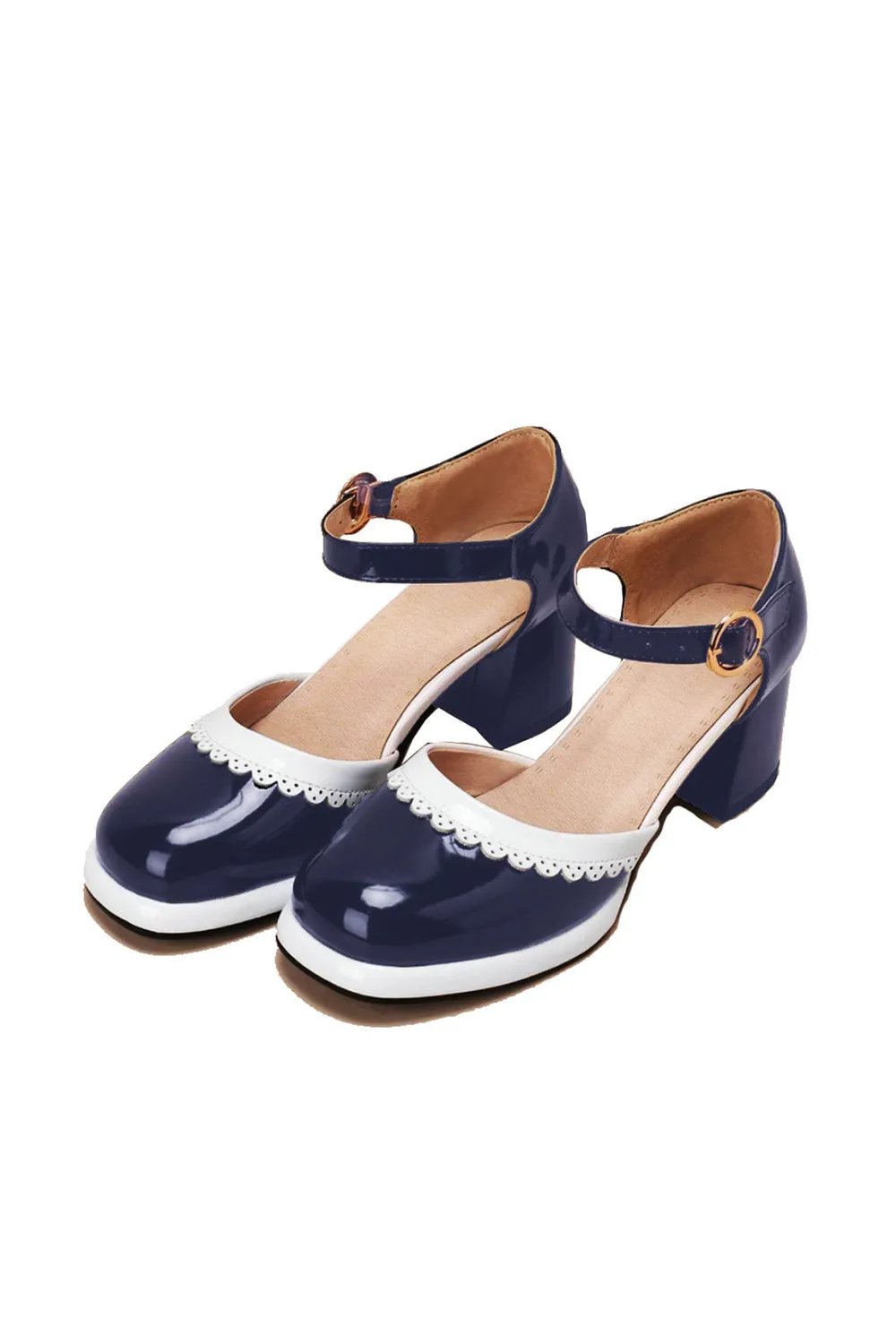 Roycebridal Retro Ankle Strap High Heels Shoes