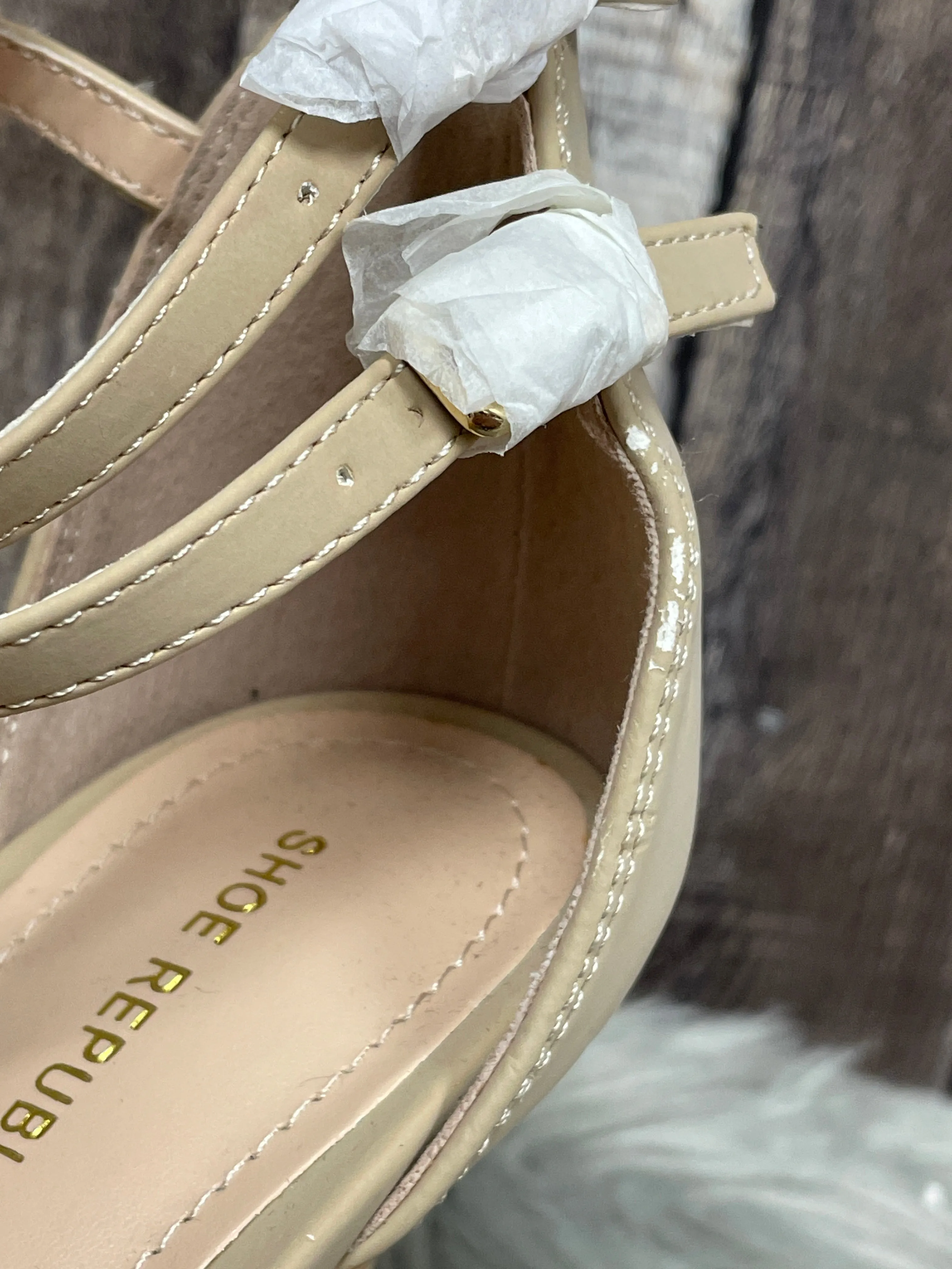 Sandals Heels Platform By Cme In Beige, Size: 9