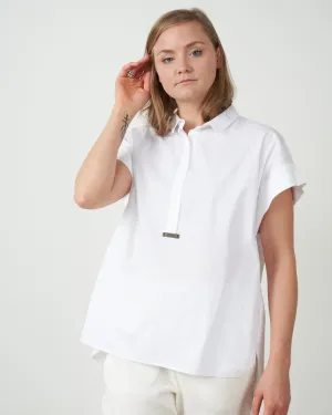 short-sleeve collared blouse - white