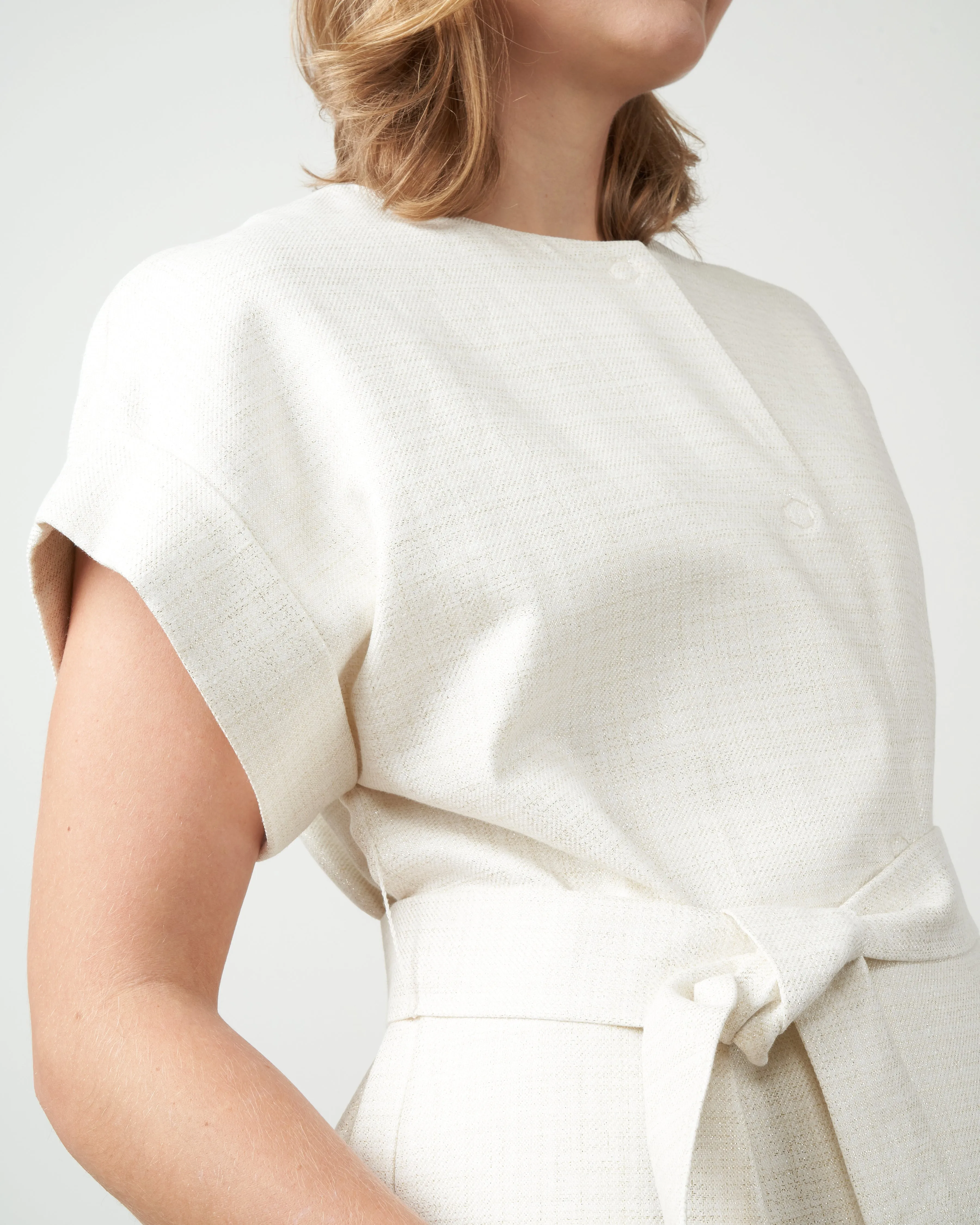 short-sleeve jacket - ivory