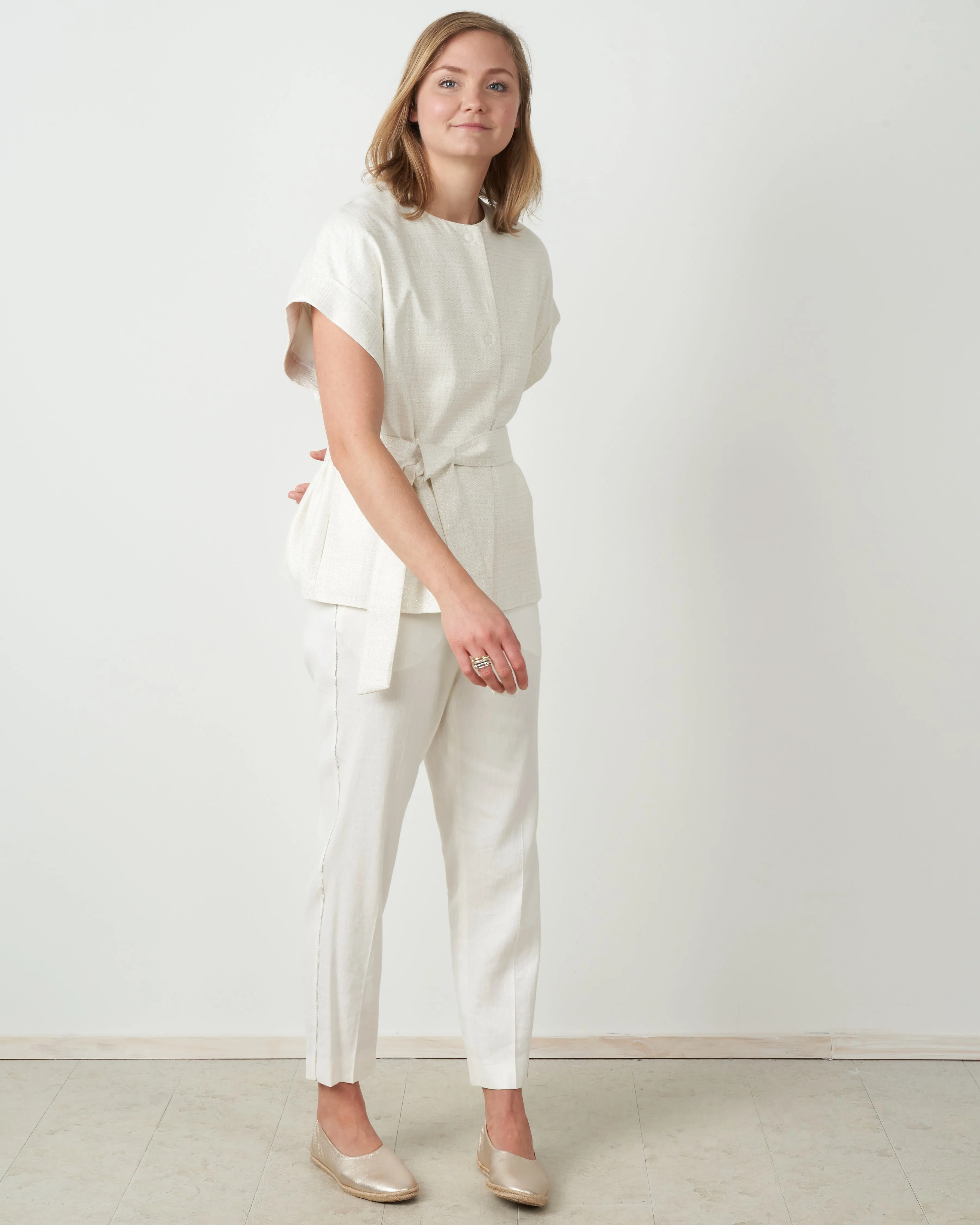 short-sleeve jacket - ivory