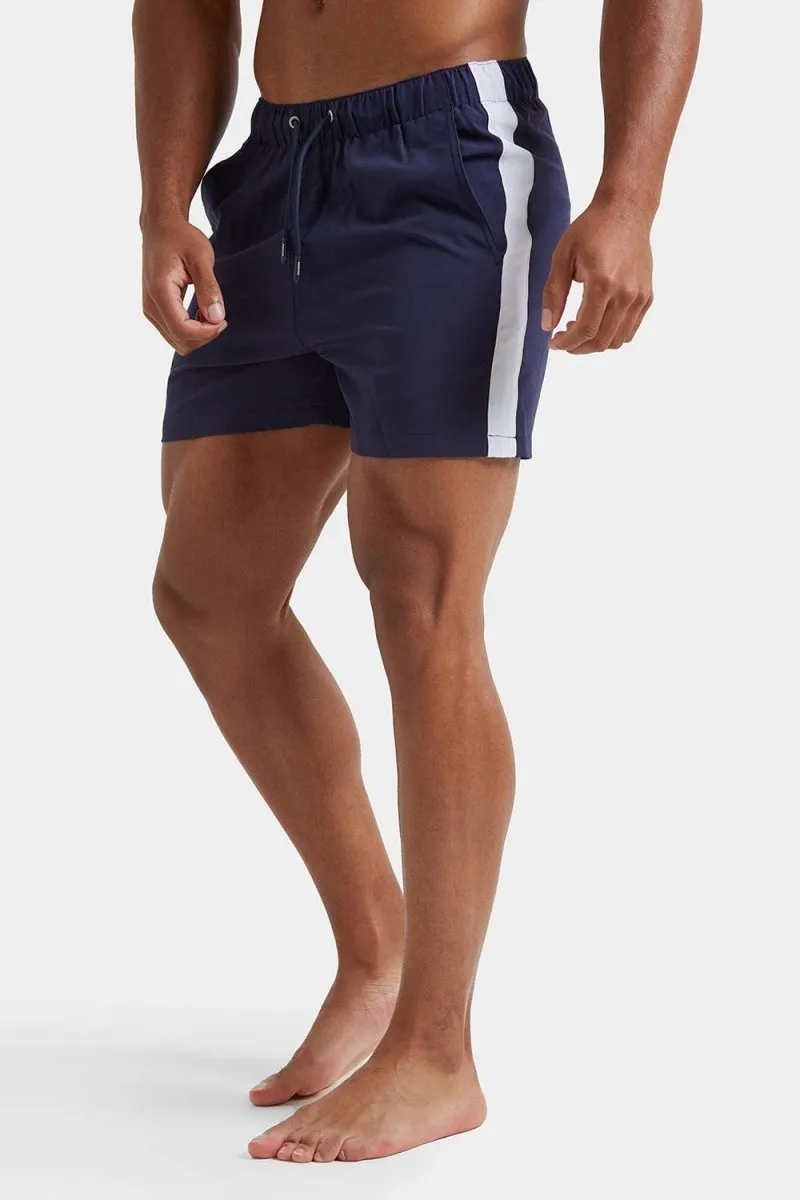 Side Stripe Swim Short in Navy