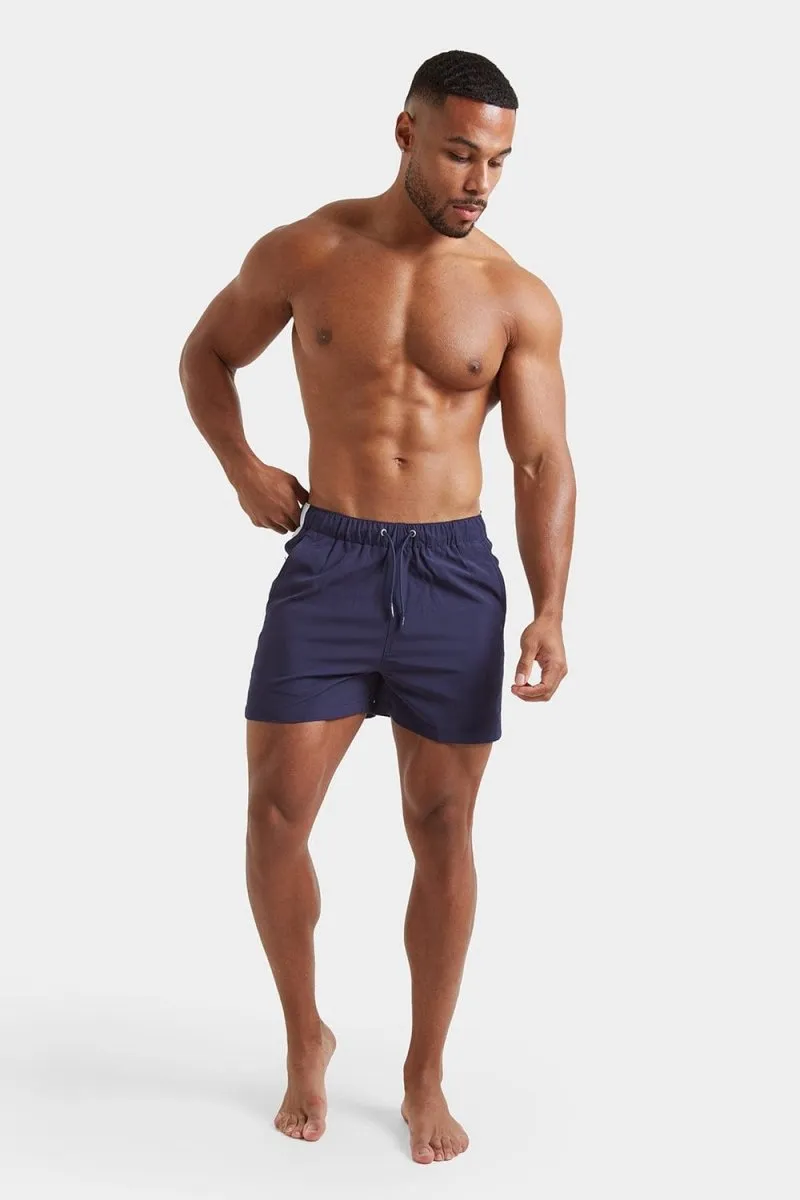Side Stripe Swim Short in Navy