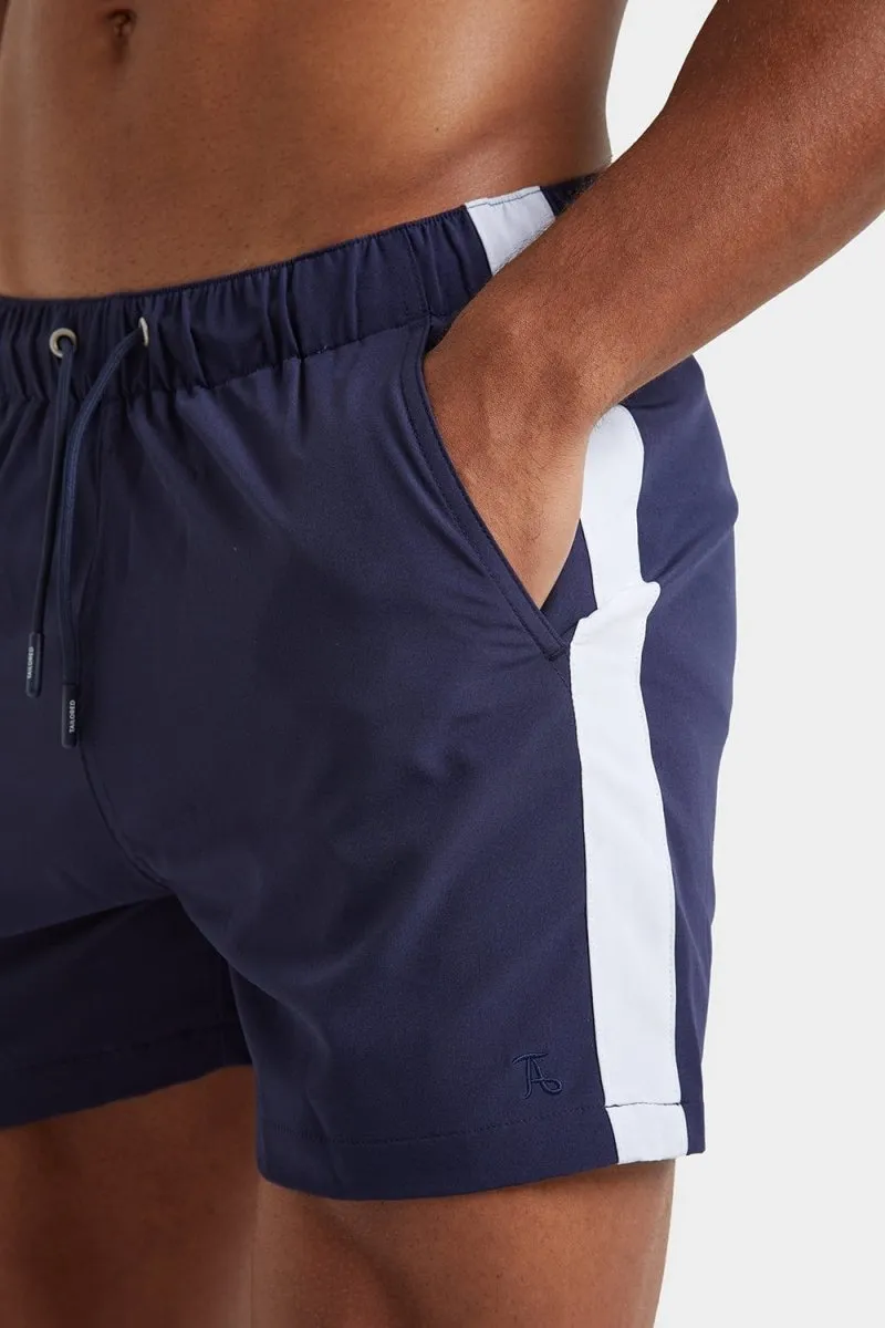 Side Stripe Swim Short in Navy