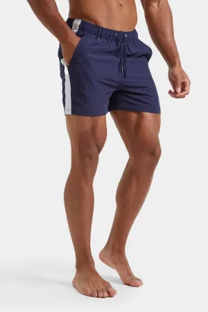 Side Stripe Swim Short in Navy