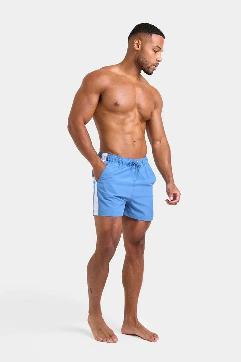 Side Stripe Swim Short in Pale Blue