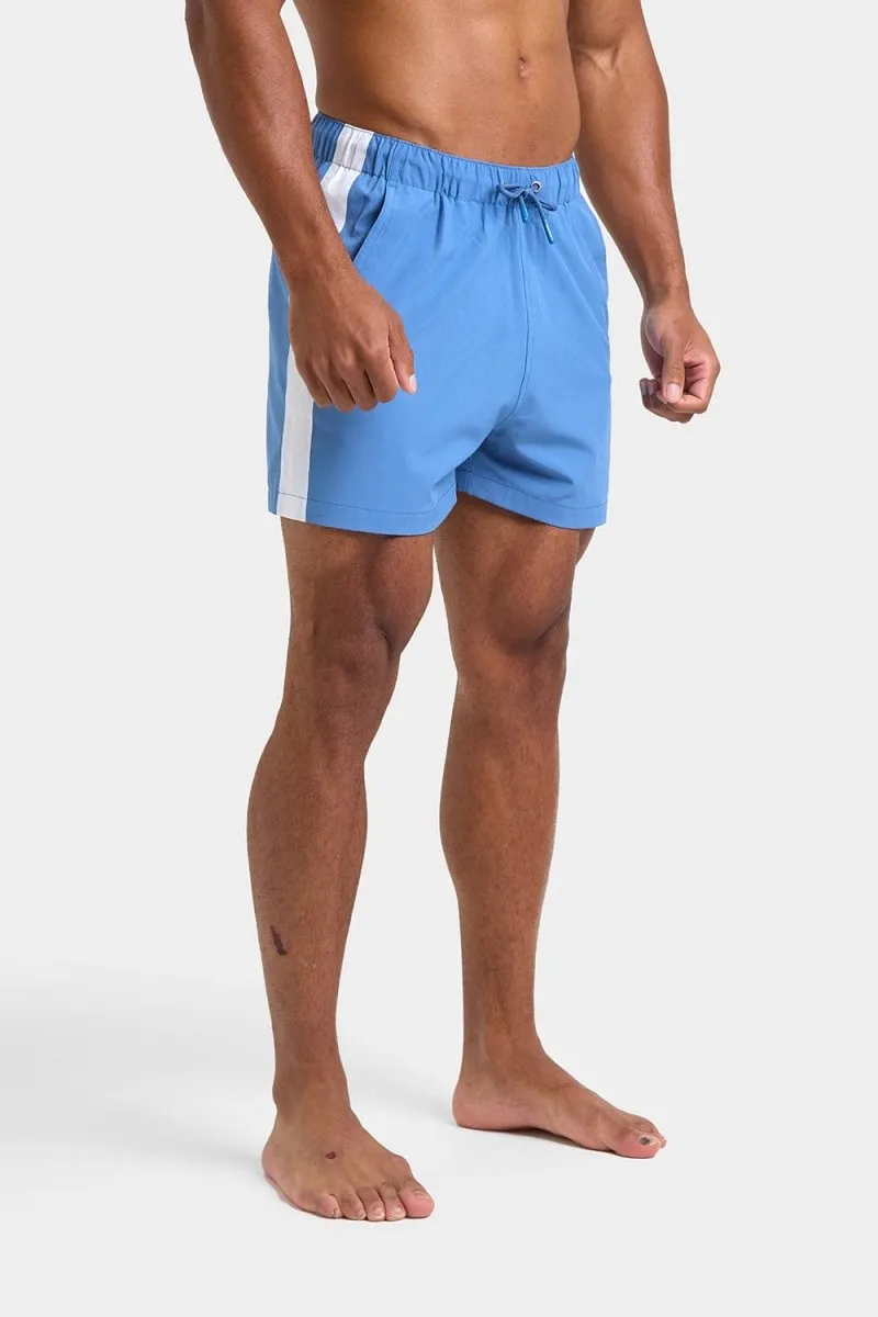 Side Stripe Swim Short in Pale Blue