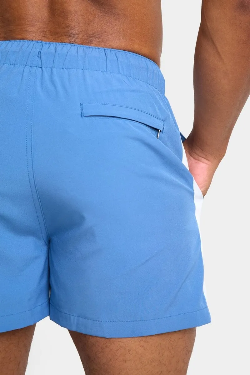 Side Stripe Swim Short in Pale Blue