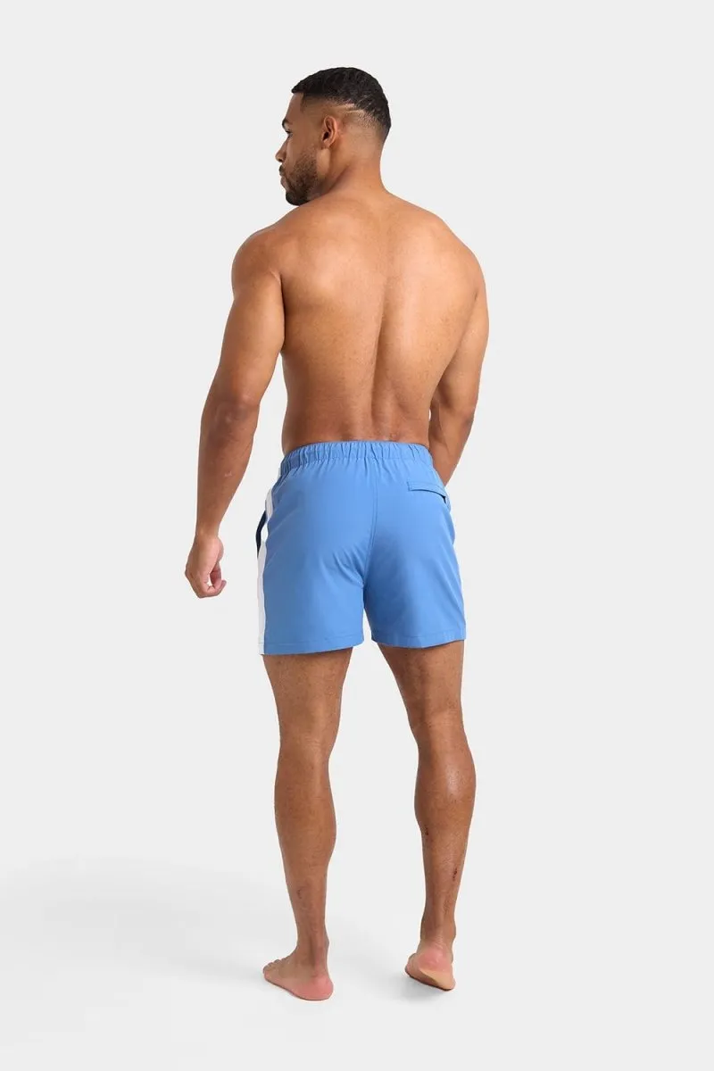 Side Stripe Swim Short in Pale Blue