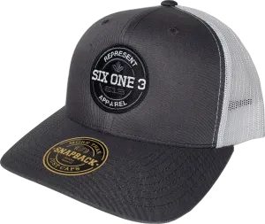 Six One 3 Benchmark Trucker Cap Charcoal White