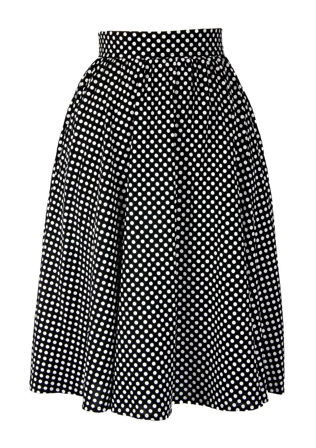 Skirt Women's Polka Dot A-line Casual Retro Style Knee Length Pockets