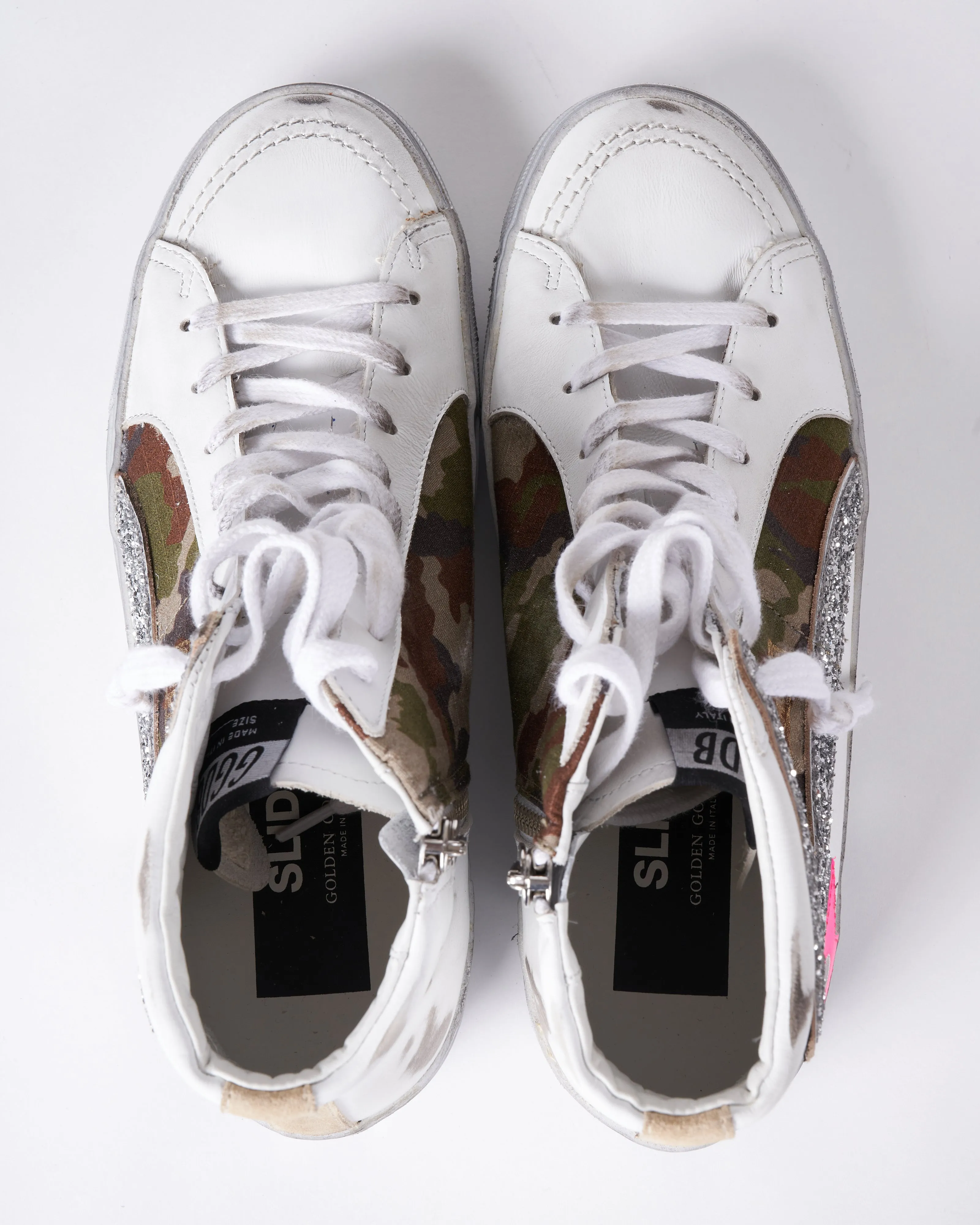 slide leather and canvas upper