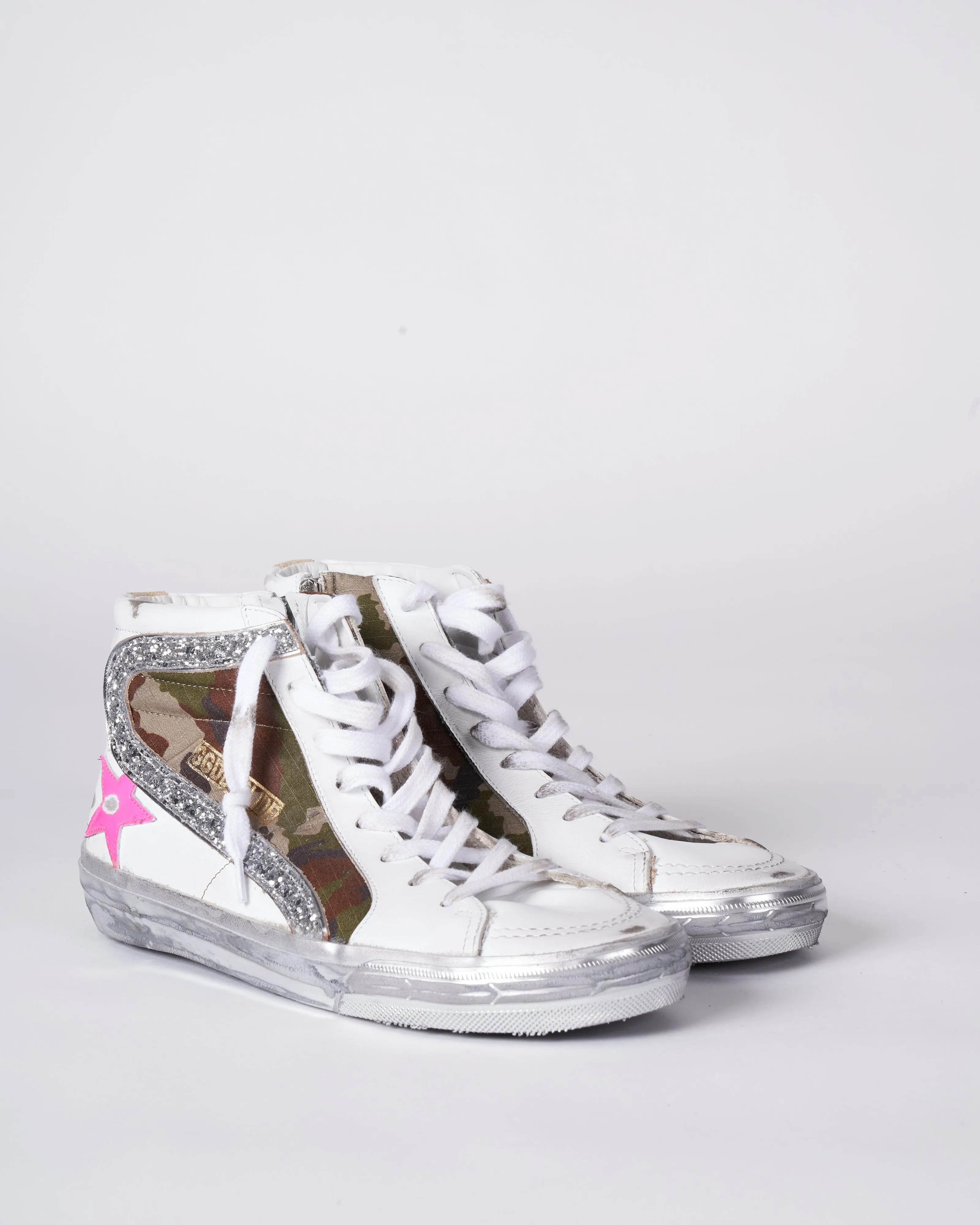 slide leather and canvas upper