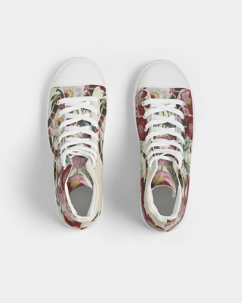 SMF Snake On Flowers Feminine Hightop Canvas Shoe