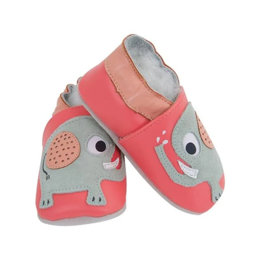 Soft Leather Baby Slippers Elephant