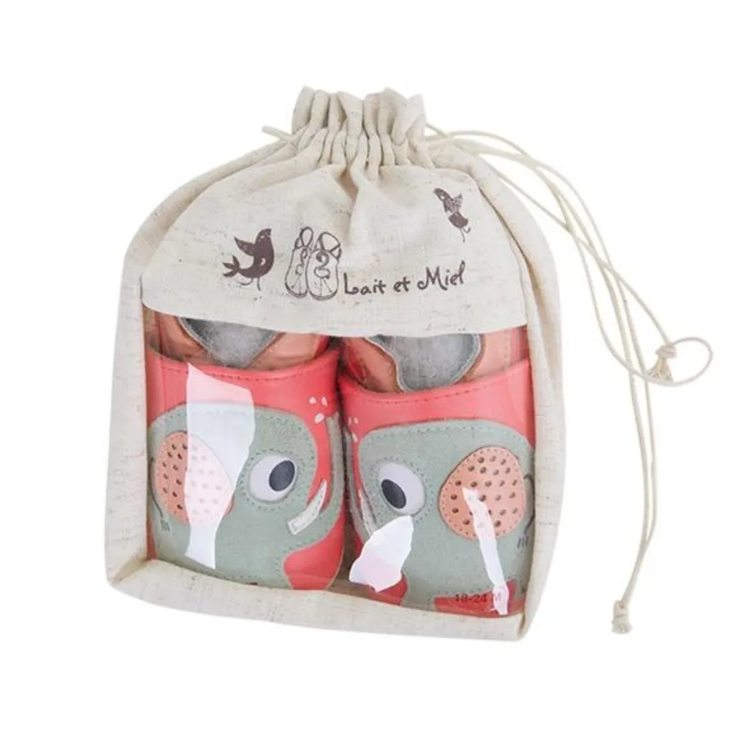 Soft Leather Baby Slippers Elephant