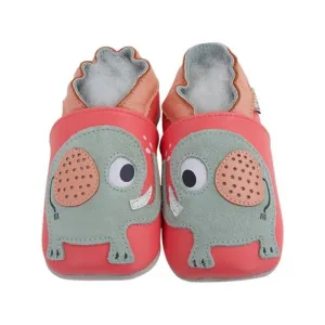 Soft Leather Baby Slippers Elephant