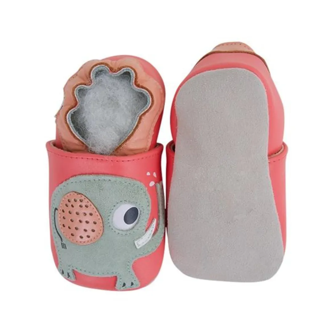 Soft Leather Baby Slippers Elephant