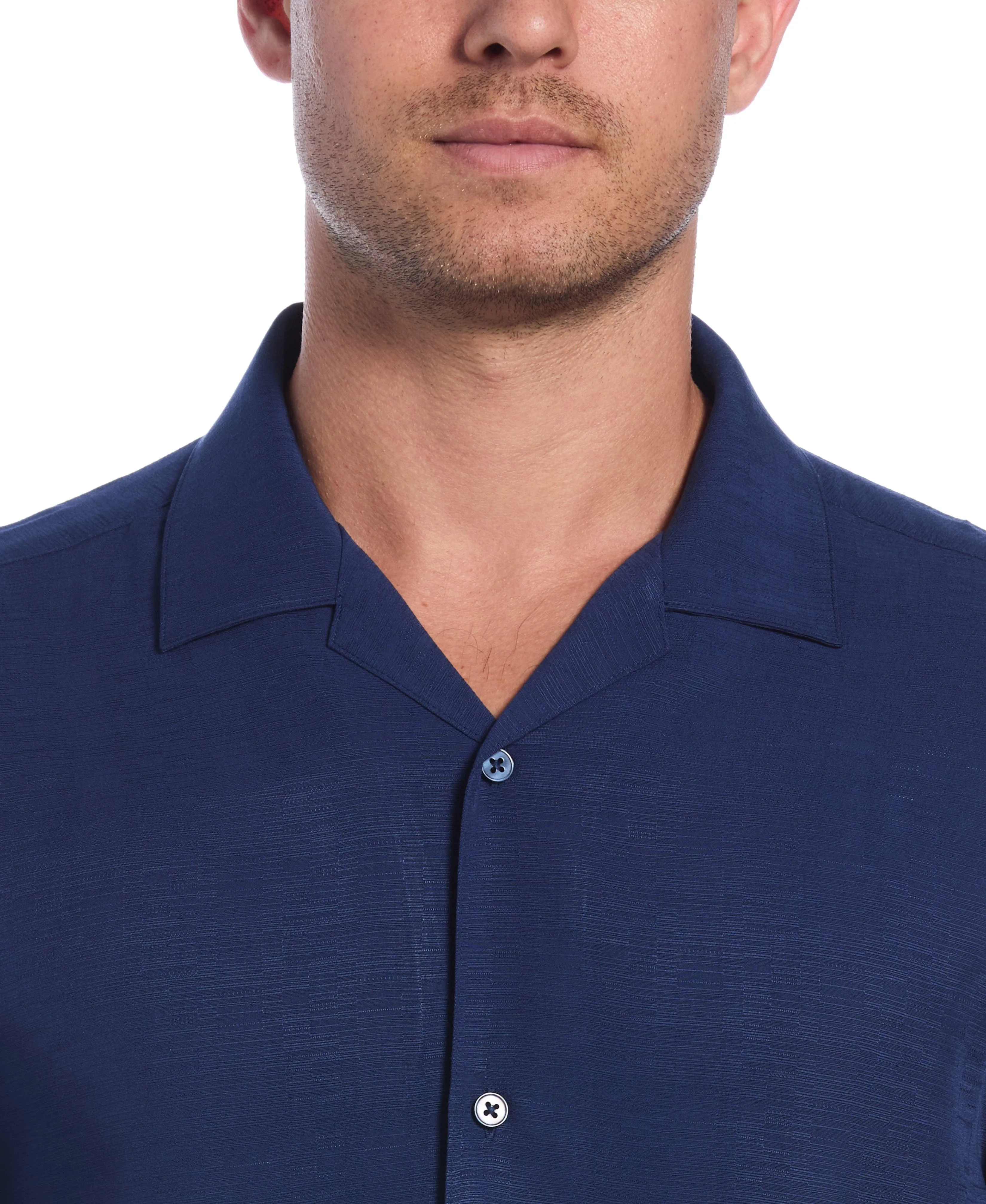 Solid Textured Cuban Collar Shirt