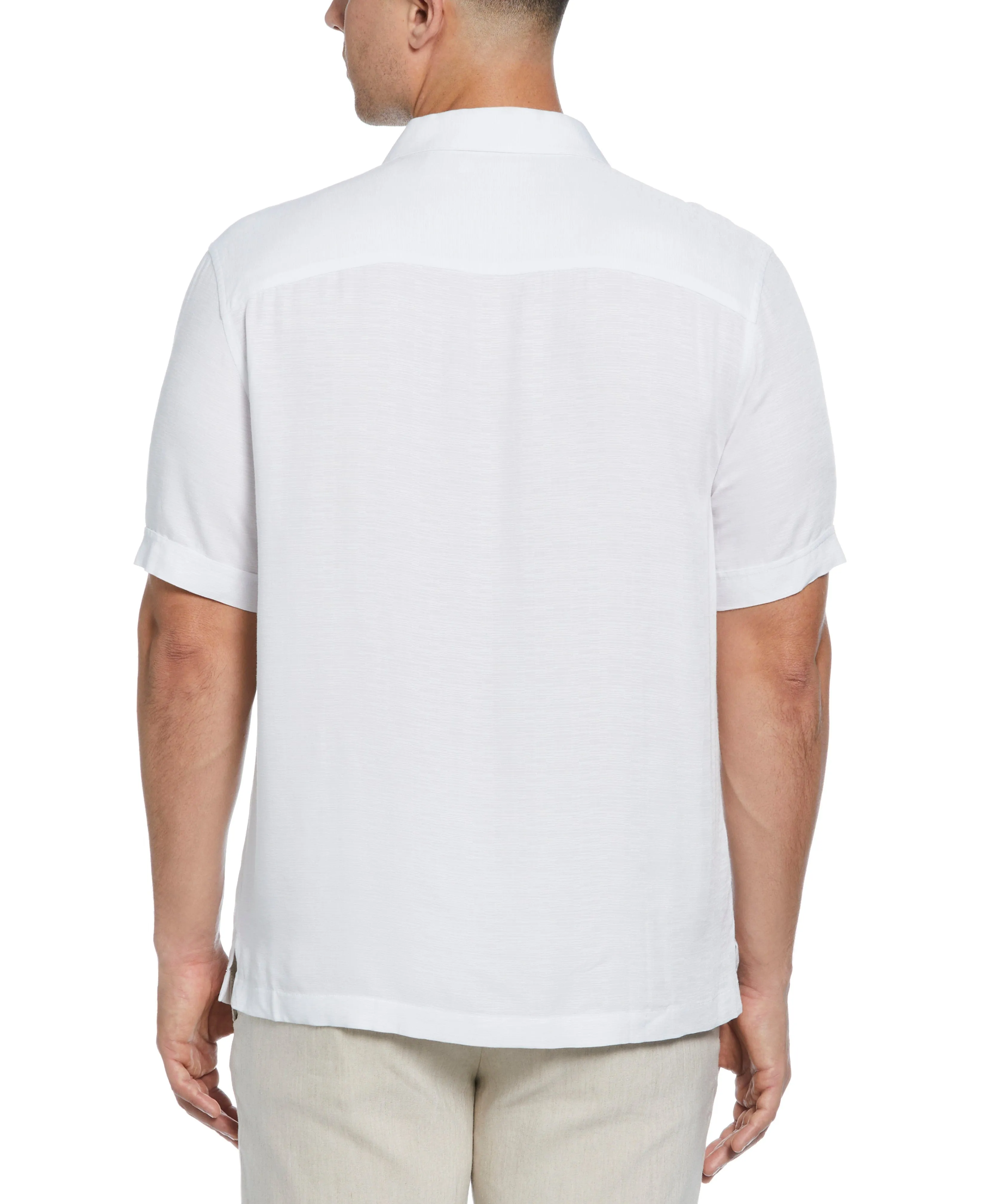 Solid Textured Cuban Collar Shirt