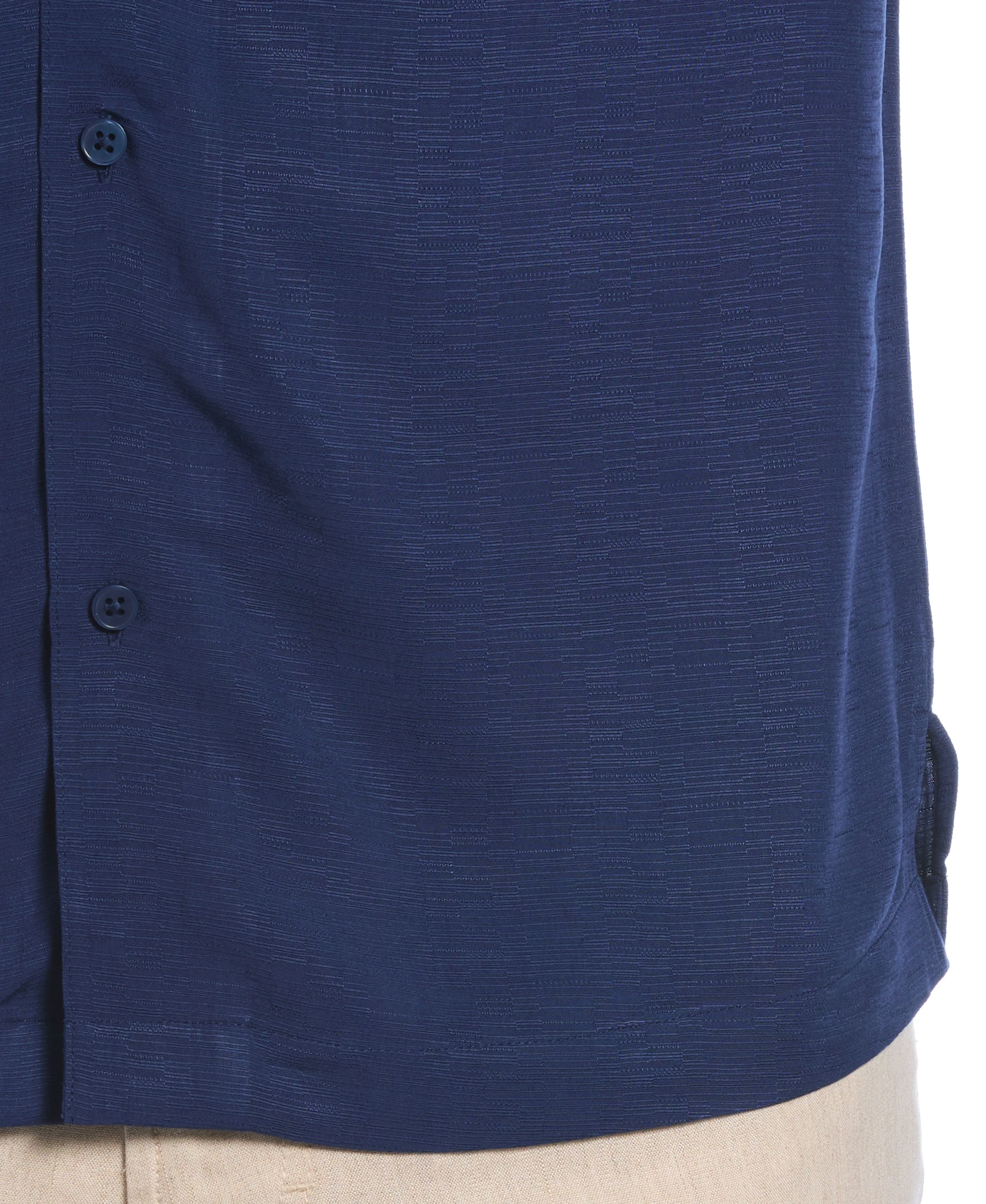 Solid Textured Cuban Collar Shirt