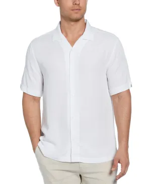 Solid Textured Cuban Collar Shirt