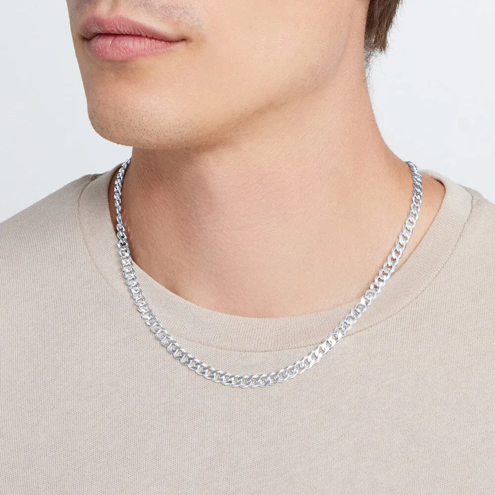 Sterling Silver 50cm Flat Curb Necklace