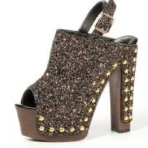 Summer Shoes Sequined Glitter Rivets Sandals High Heels Peep Toe Ankle Strap Platform Sandals in Women's Sandals
