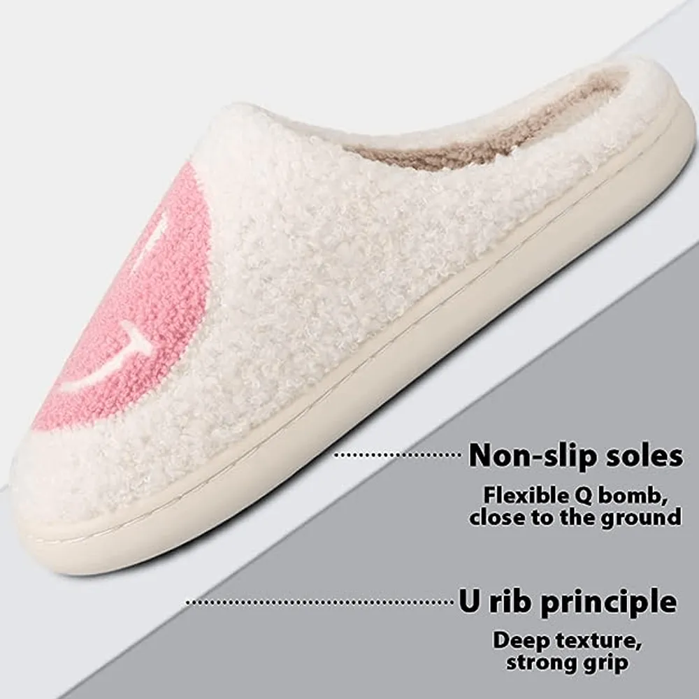 Super Comfy Glee Glide Happy Face Fuzzy Slippers