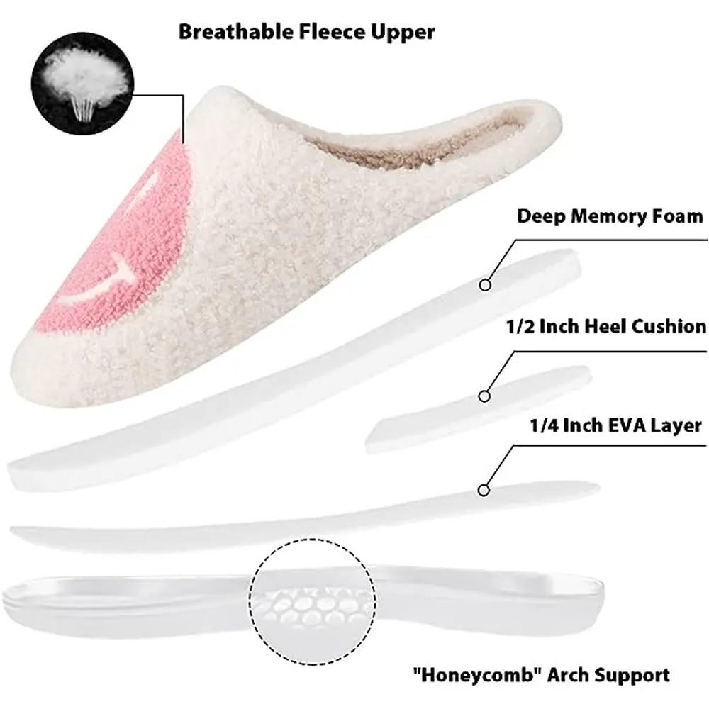 Super Comfy Glee Glide Happy Face Fuzzy Slippers