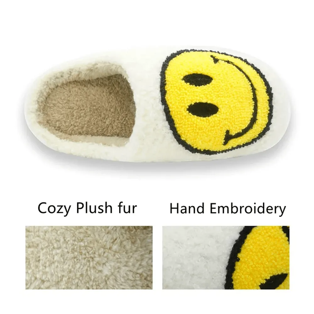 Super Comfy Glee Glide Happy Face Fuzzy Slippers