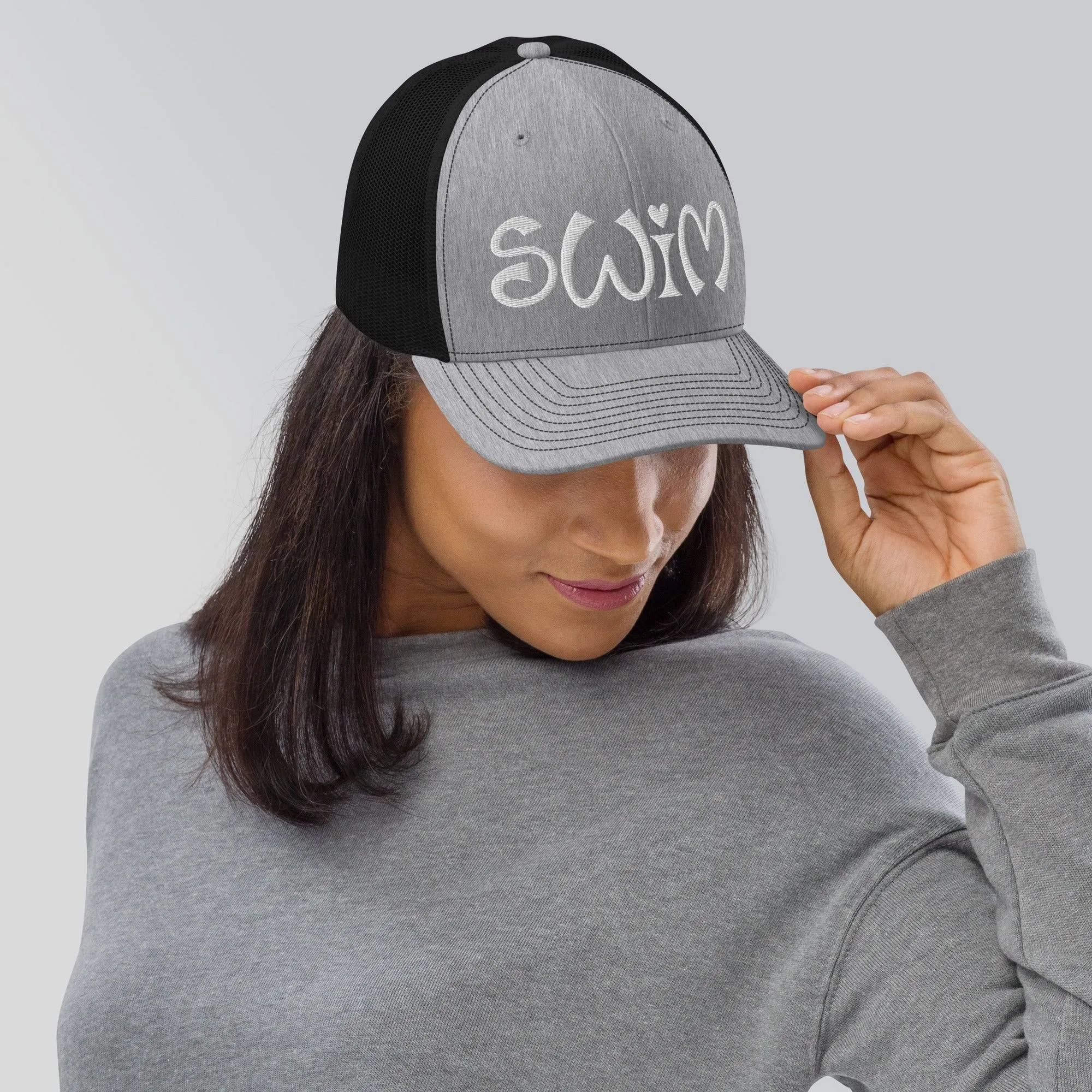 Swimmer Trucker Cap - Retro Love Swim Embroidery