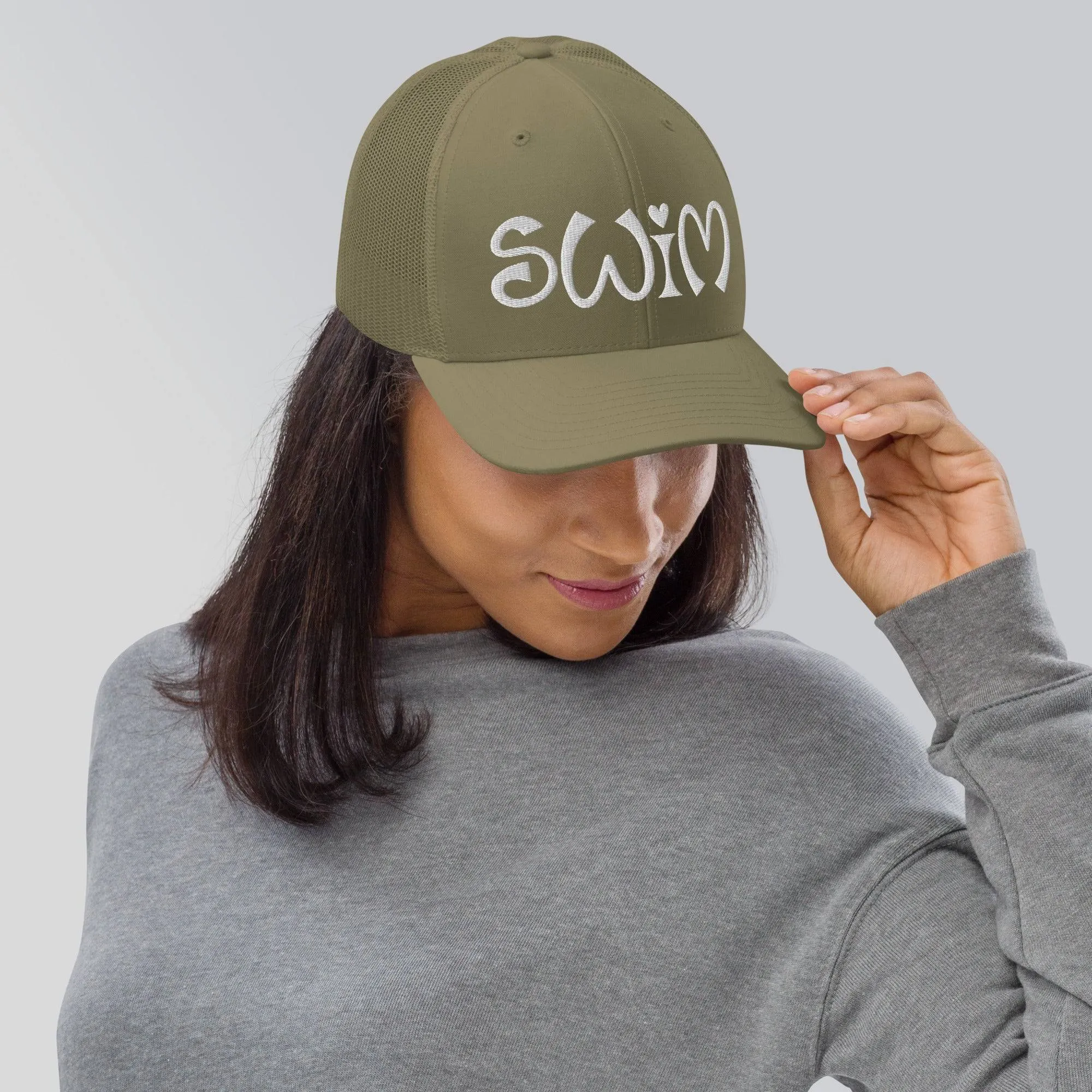 Swimmer Trucker Cap - Retro Love Swim Embroidery