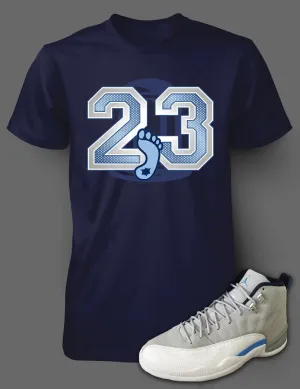 T Shirt To Match Retro Air Jordan 12 Grey/University Blue Shoe