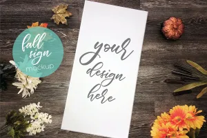 Tall Fall Canvas Wood Sign Mockup | Halloween Sign Mockup