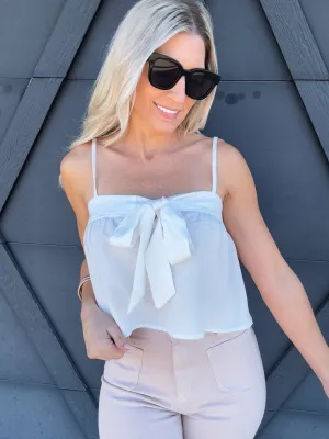 Tied Bow Top In White