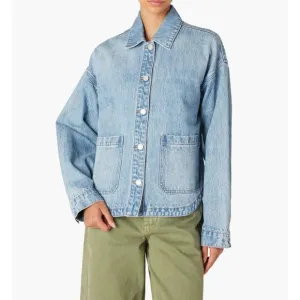 Topshop Moto Denim Jacket 100% Cotton, Classic Light Wash Utility Pockets Size 6