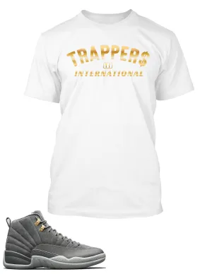 Trappers International Graphic T Shirt to Match Retro Air Jordan 12 Cool Grey Shoe