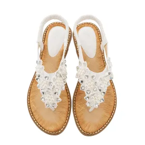 Tucomosi Bohemia Round Toe Flower Flat Sandals