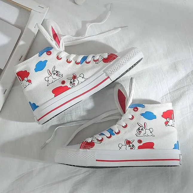 ulzzang cute rabbit ear canvas shoes yc23555