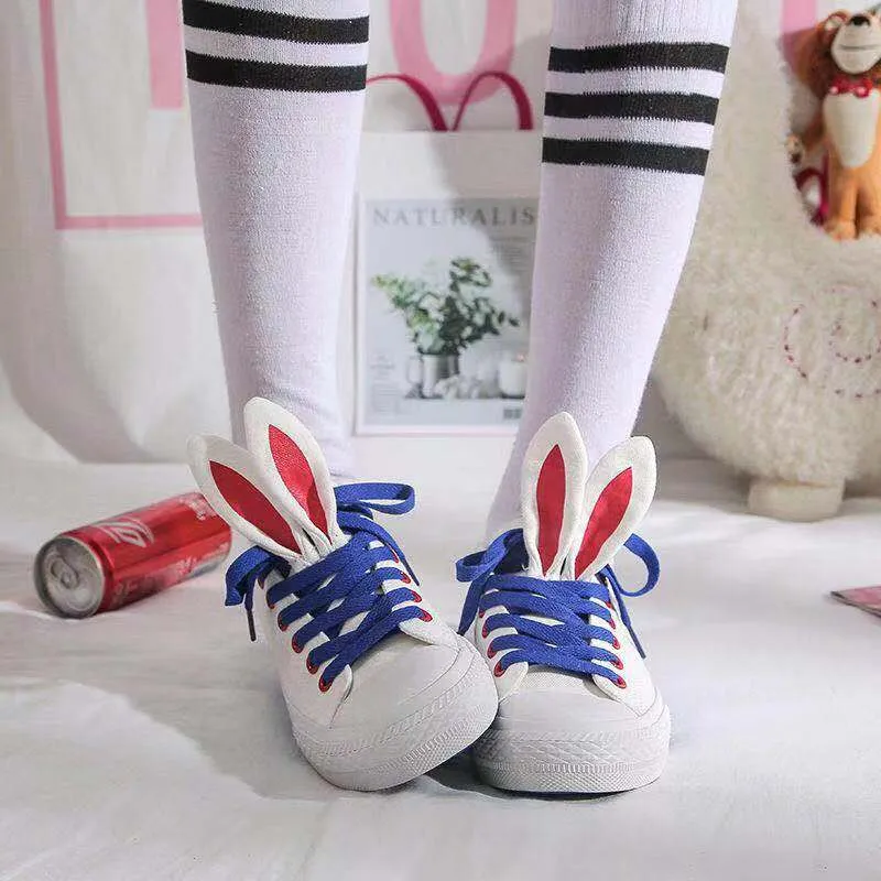 ulzzang cute rabbit ear canvas shoes yc23555